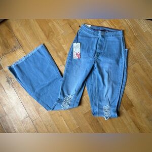 Lover Brand Fashion Light Blue Distressed Wide-Leg Jeans